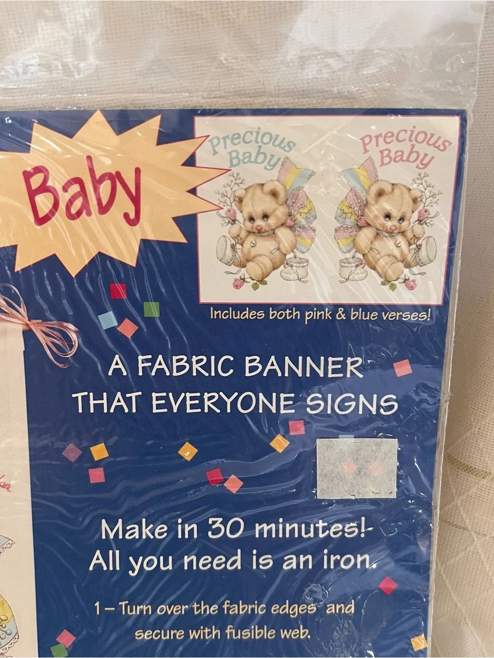 Autograph Keepsake Baby Fabric Banner - Vintage Baby Shower Gift